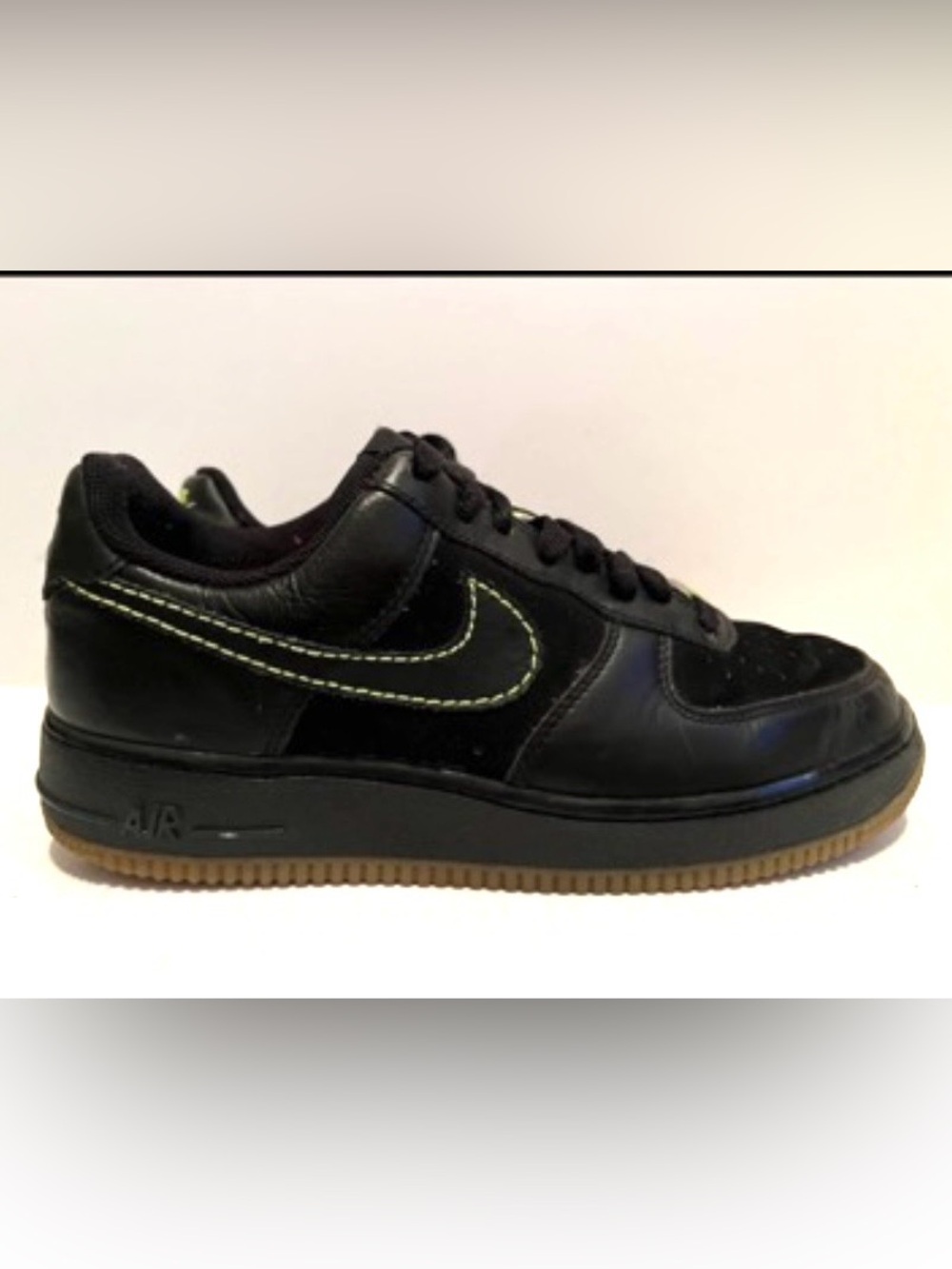 Nike Air Force 1’ 07 Black Volt Sneakers with Neon  Accents